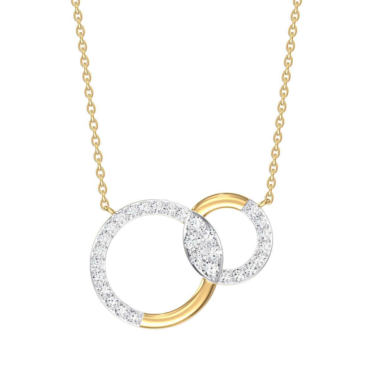 9ct Yellow Gold 0.24ct Diamond Open Circles Necklace 18inch