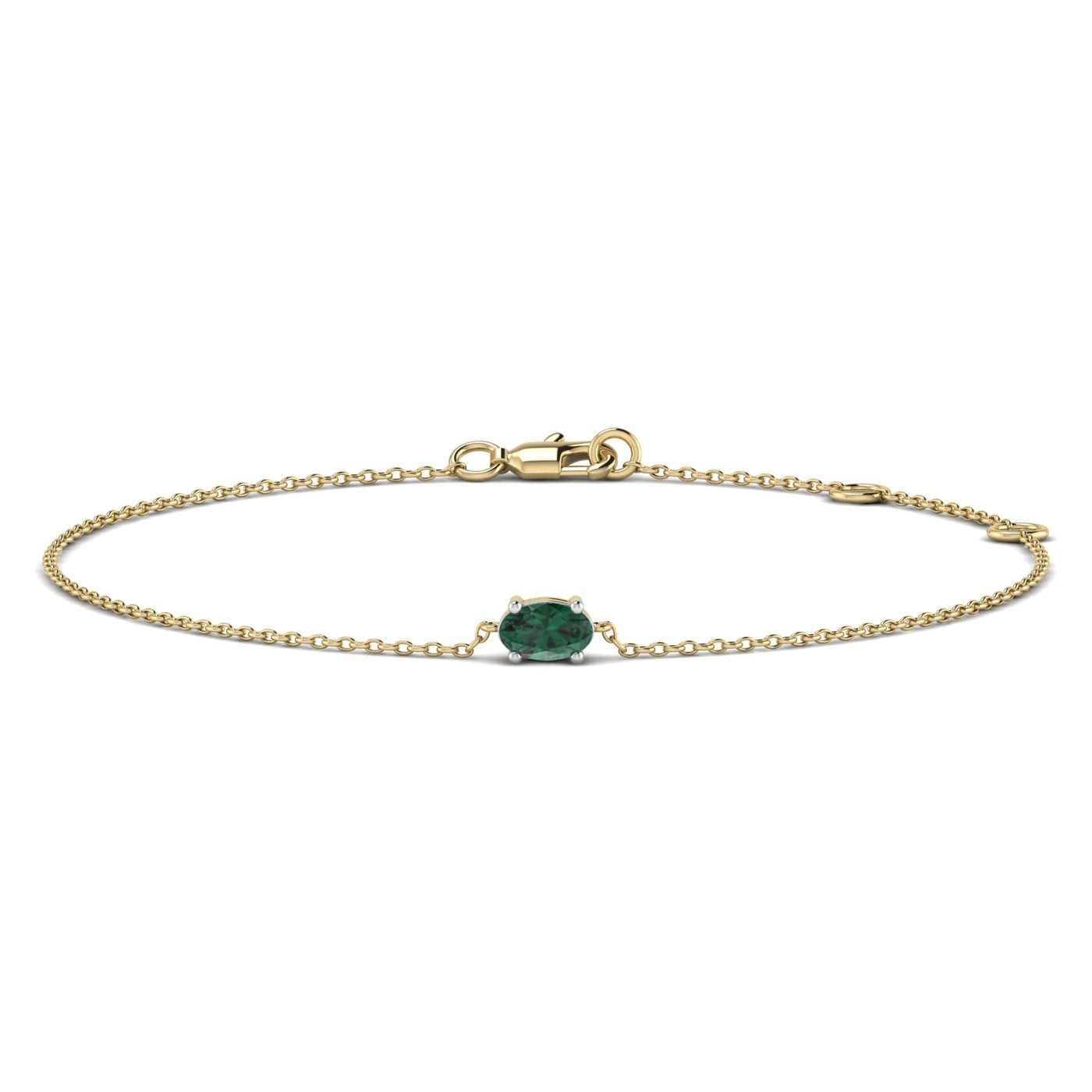 9ct Yellow Gold Oval LAB Emerald Stone Bracelet