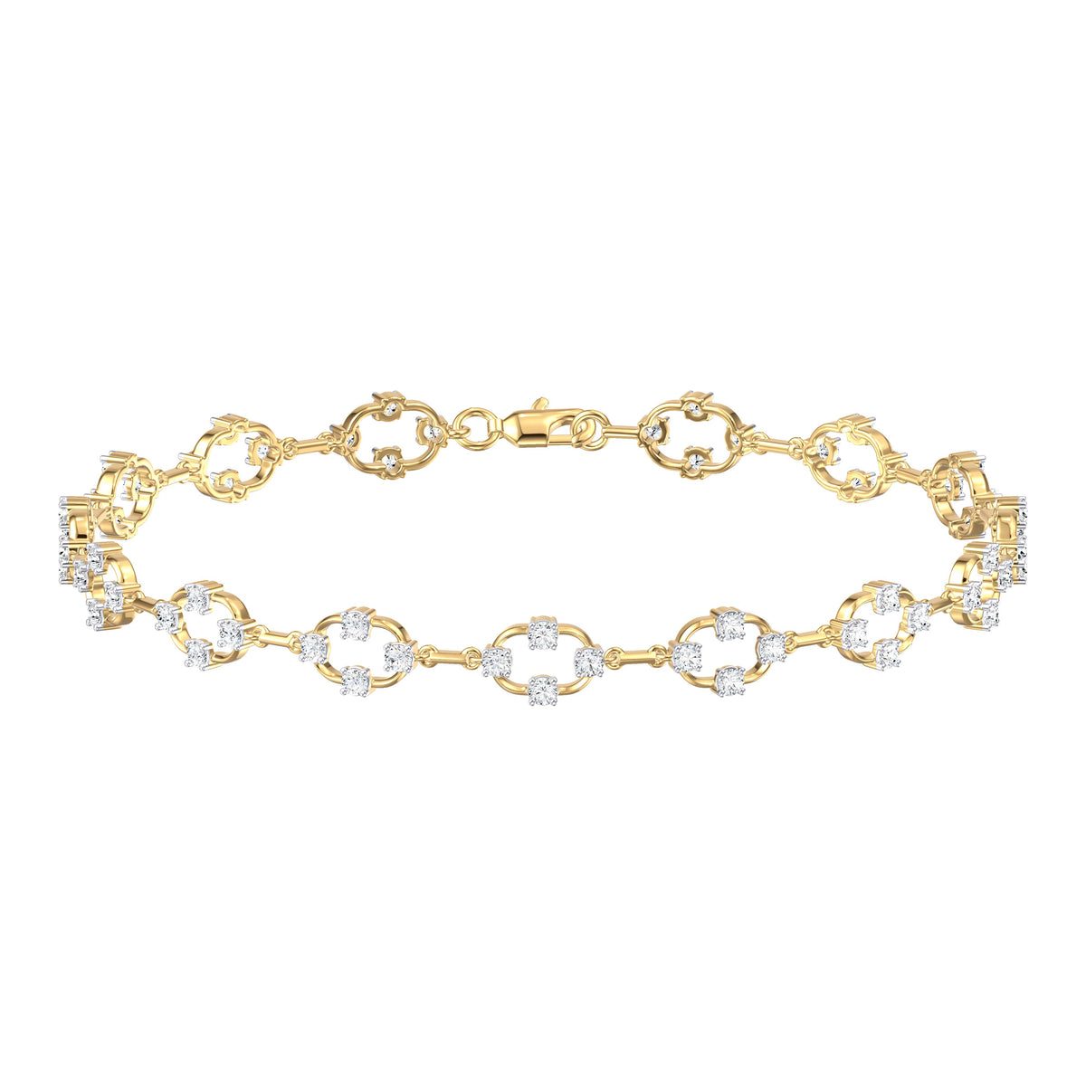 9ct Yellow Gold 1.00ct Diamond Bracelet 7.5inch