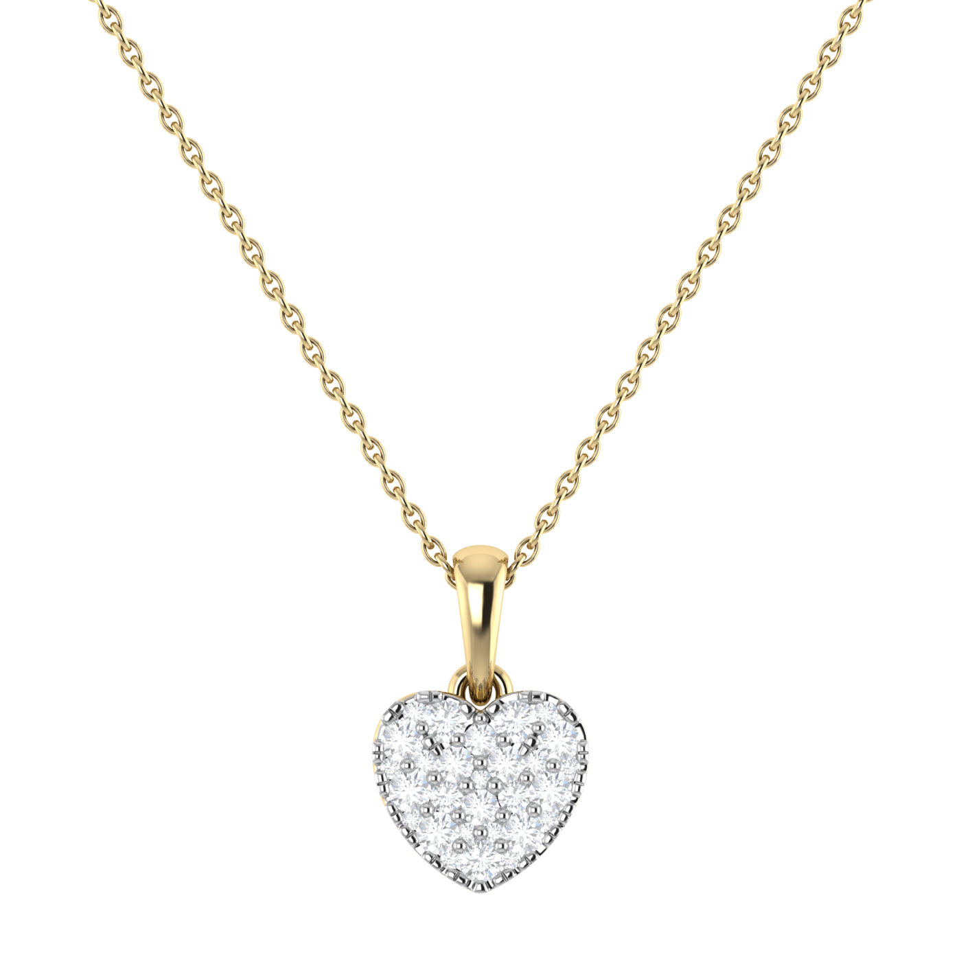 9ct Gold 0.27ct GH Colour I2-I3 Diamond Heart Pendant on Chain 18inch