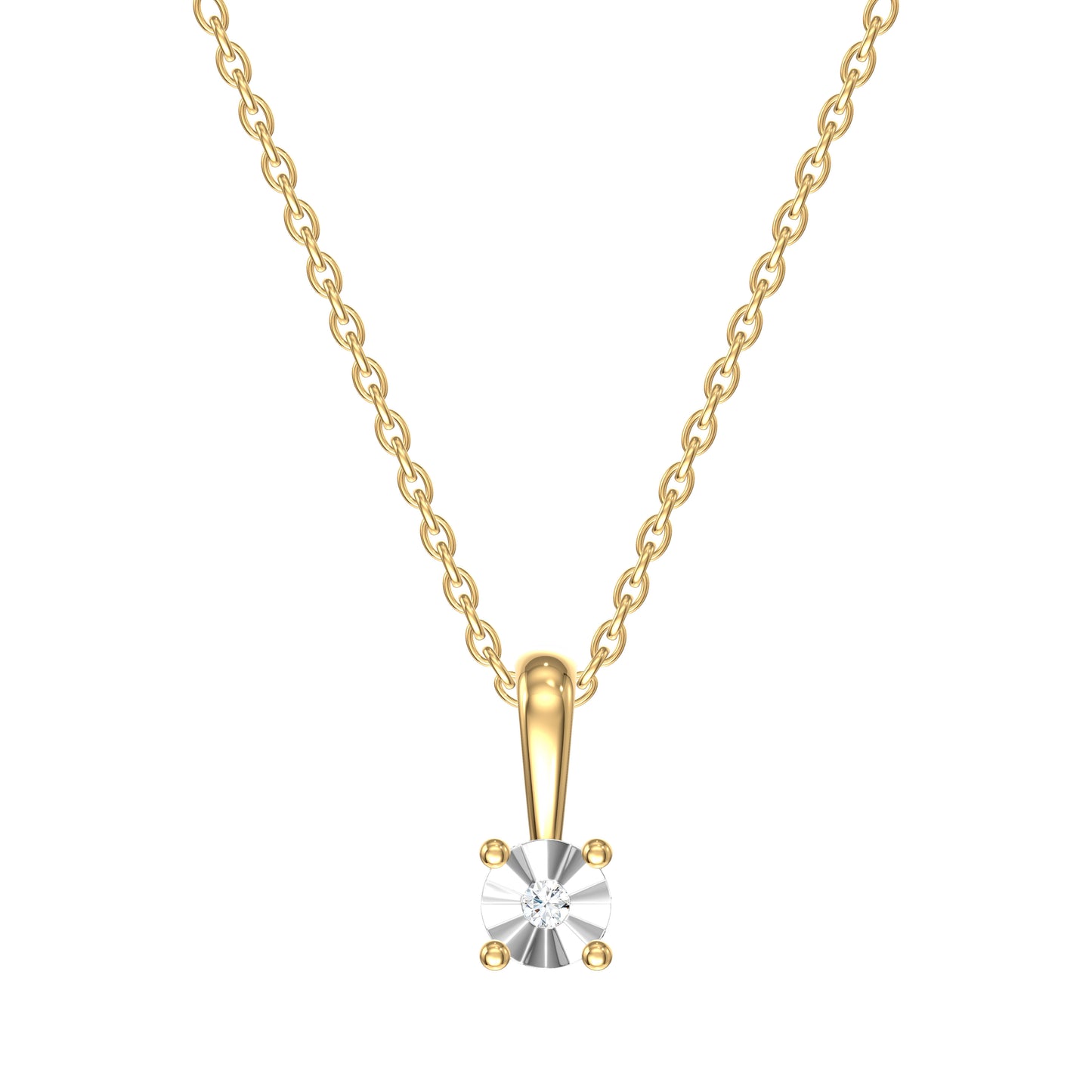 9ct Yellow Gold GH / I2 0.01ct Diamond Solitaire Pendant on Chain 18inch