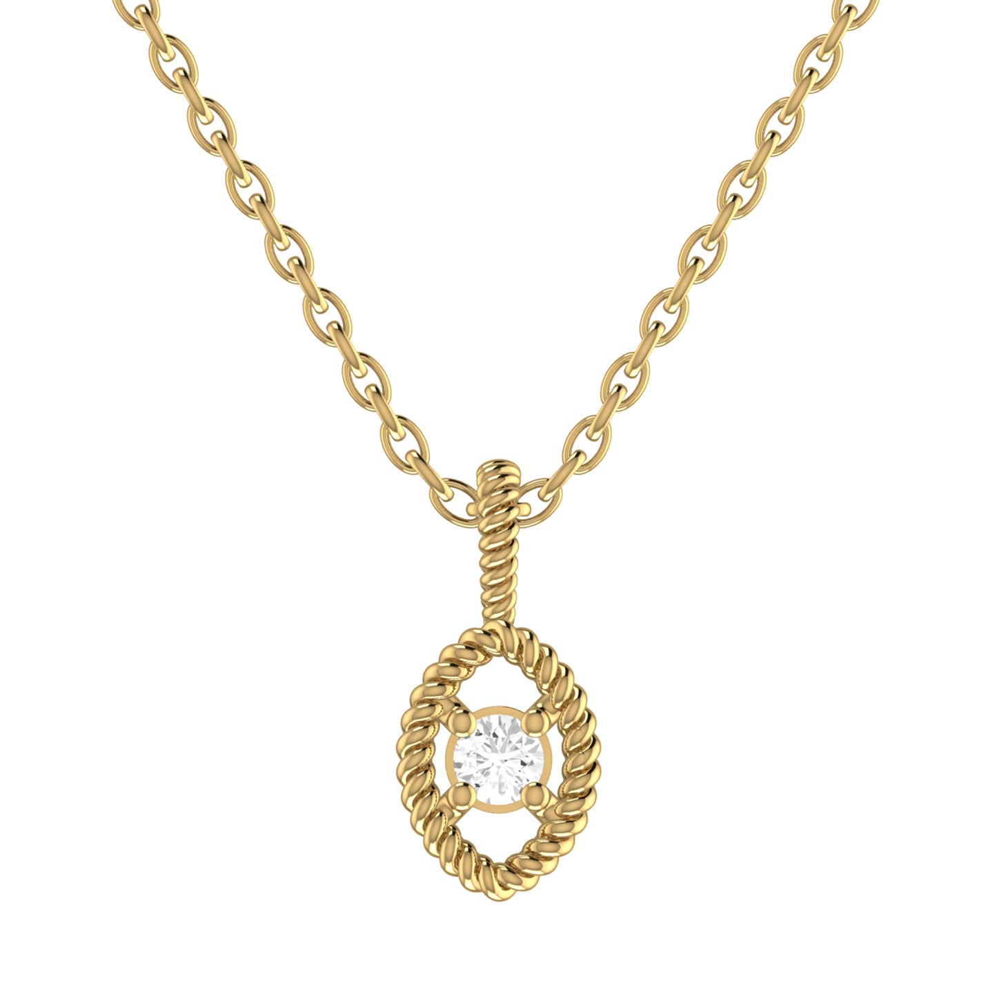 9ct Yellow Gold 0.04ct GH/I2-I3 Diamond Open Marquise Pendant on Curb Chain 18inch