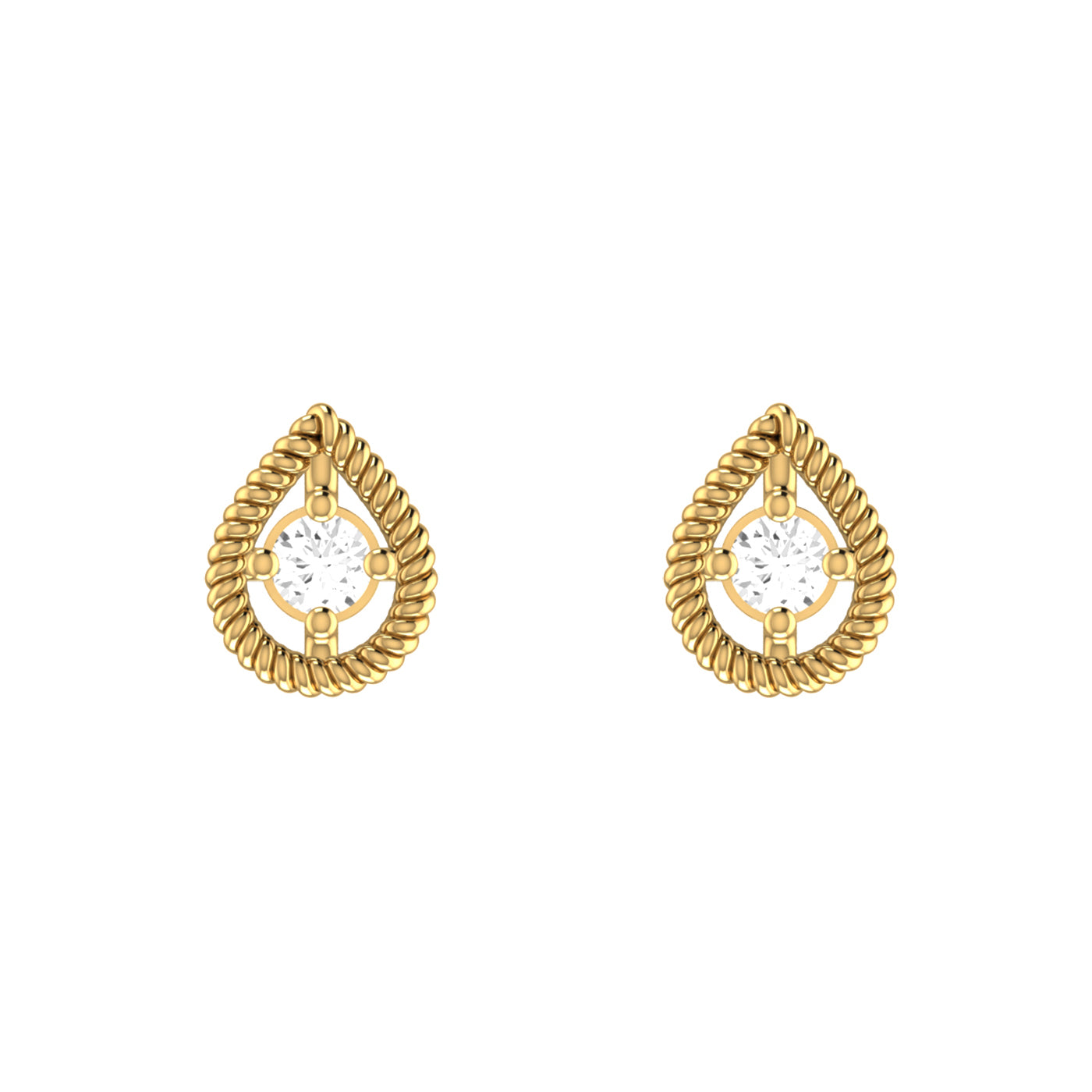 9ct Yellow Gold 0.08ct GH/I2-I3 Diamond Open Teardrop Stud Earrings with Silicone Push Backs