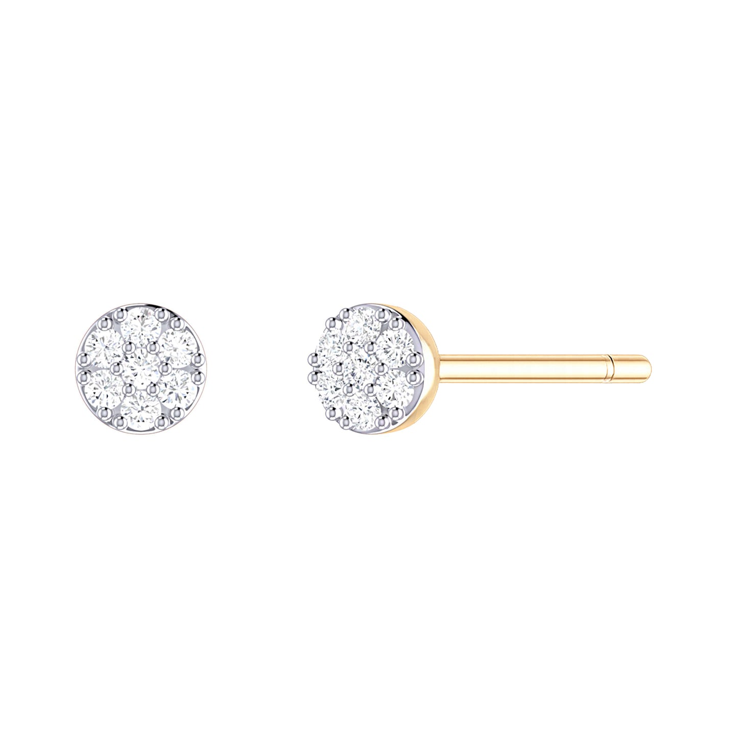 9ct Yellow Gold 0.045ct FG /I1-I2 Diamond Round Earrings with Silicone Pushbacks