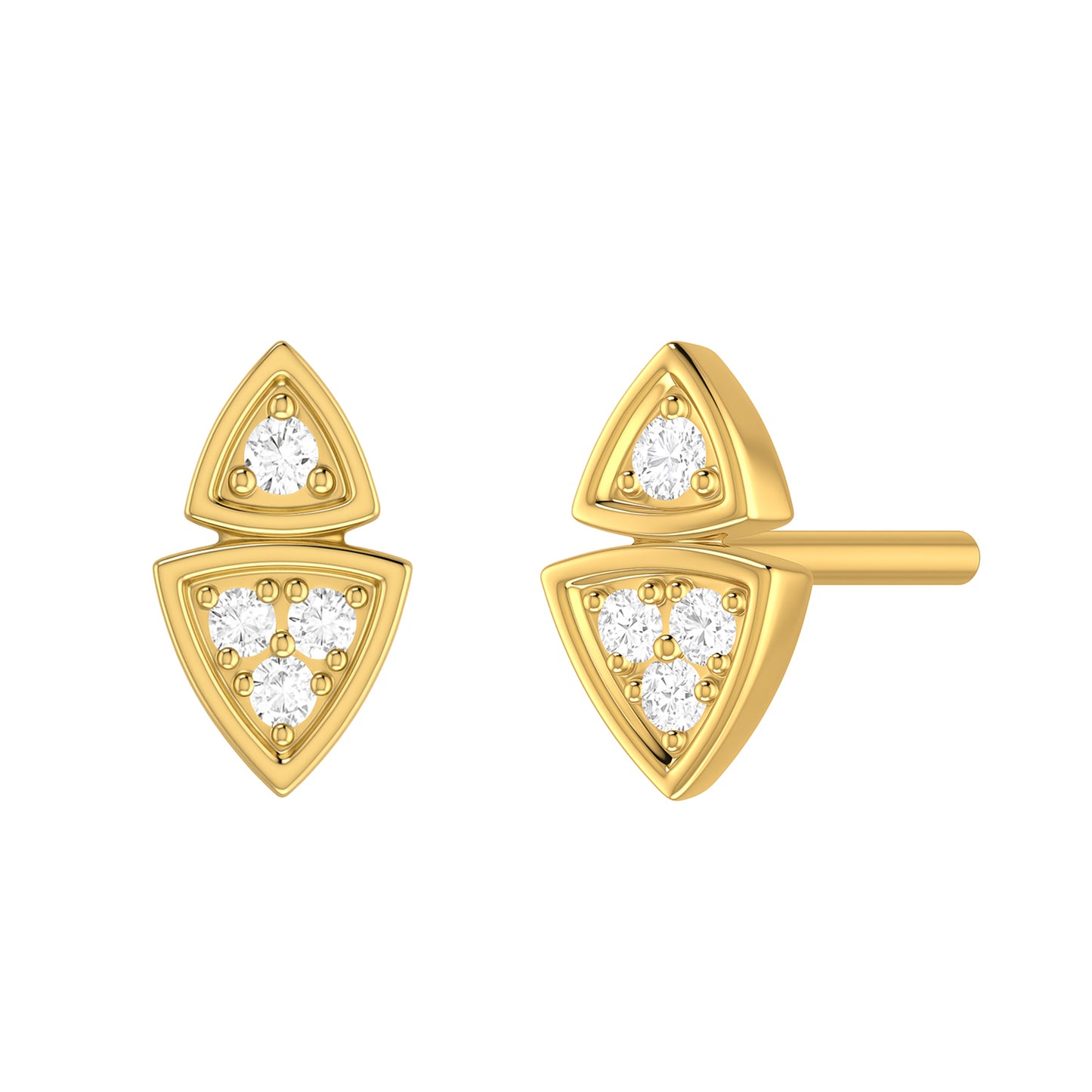 9ct Yellow Gold 0.05ct GH /I3 Diamond Triangle Earrings with Silicone Pushbacks