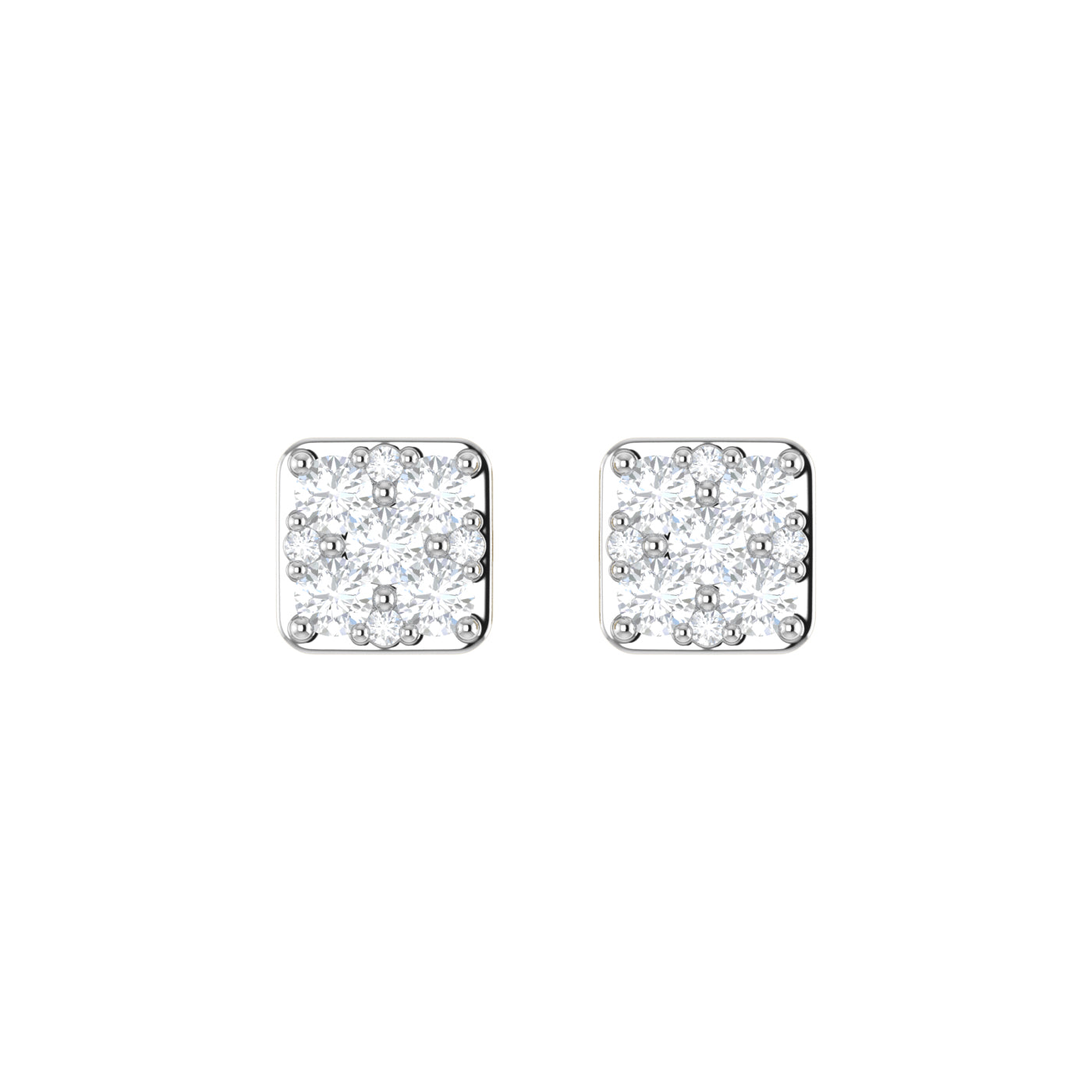 9ct Yellow Gold 0.35ct GH Colour I2-I3 Diamond Square Cluster Stud Earrings