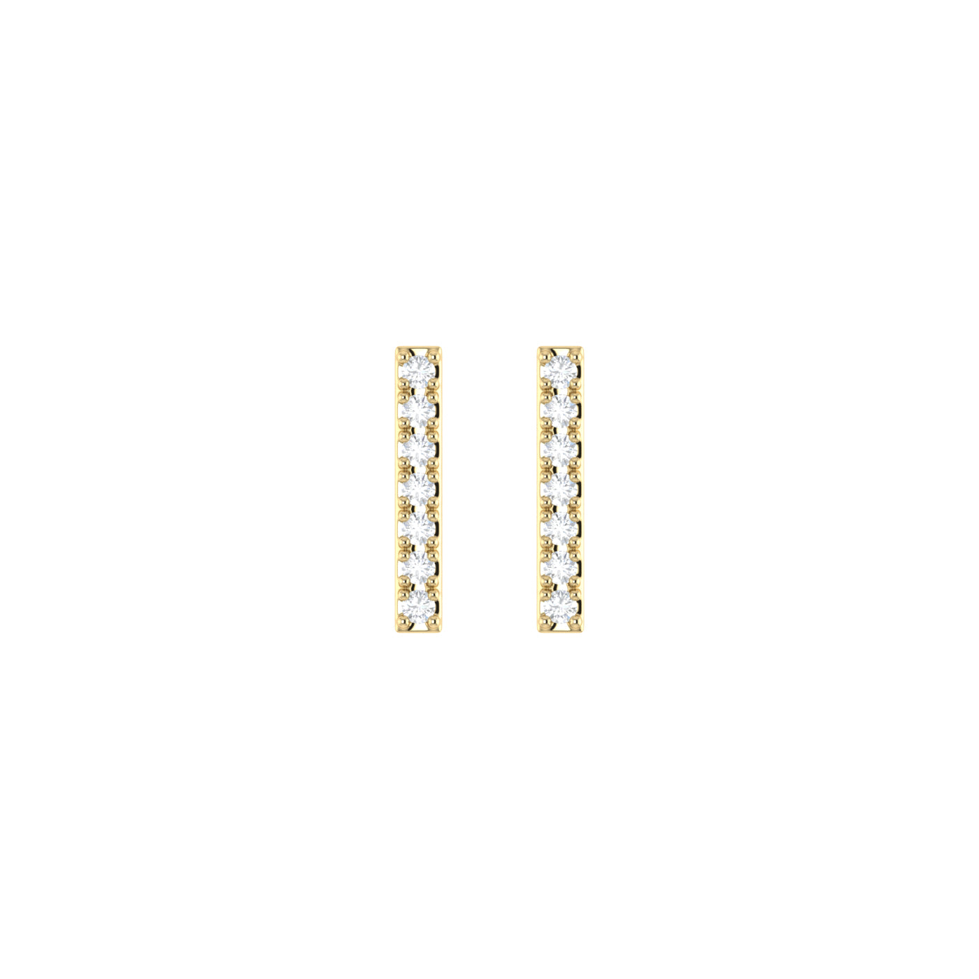 9ct Gold 0.05ct GH Colour I2-I3 Diamond Bar Stud Earrings with Silicone Push Backs