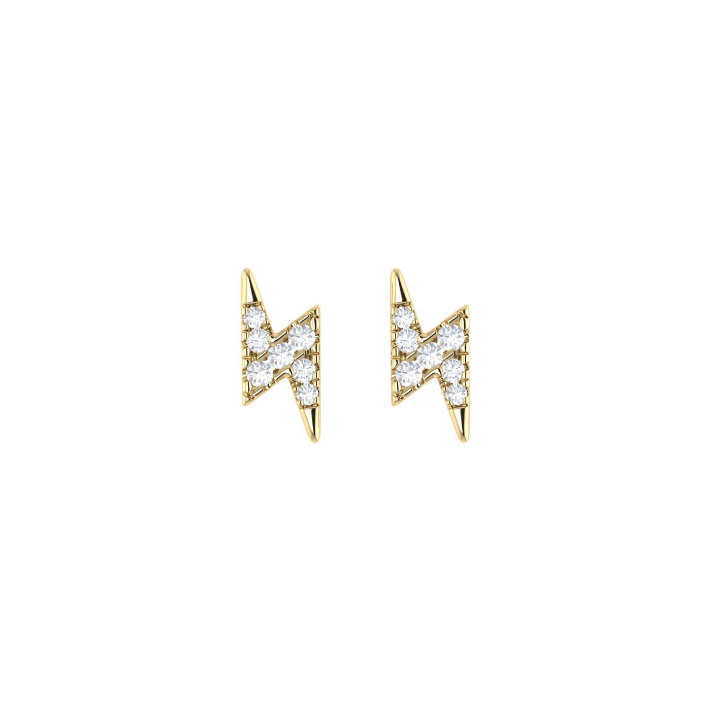 9ct Gold 0.05ct GH Colour I2-I3 Diamond Lightning Flash Stud Earrings