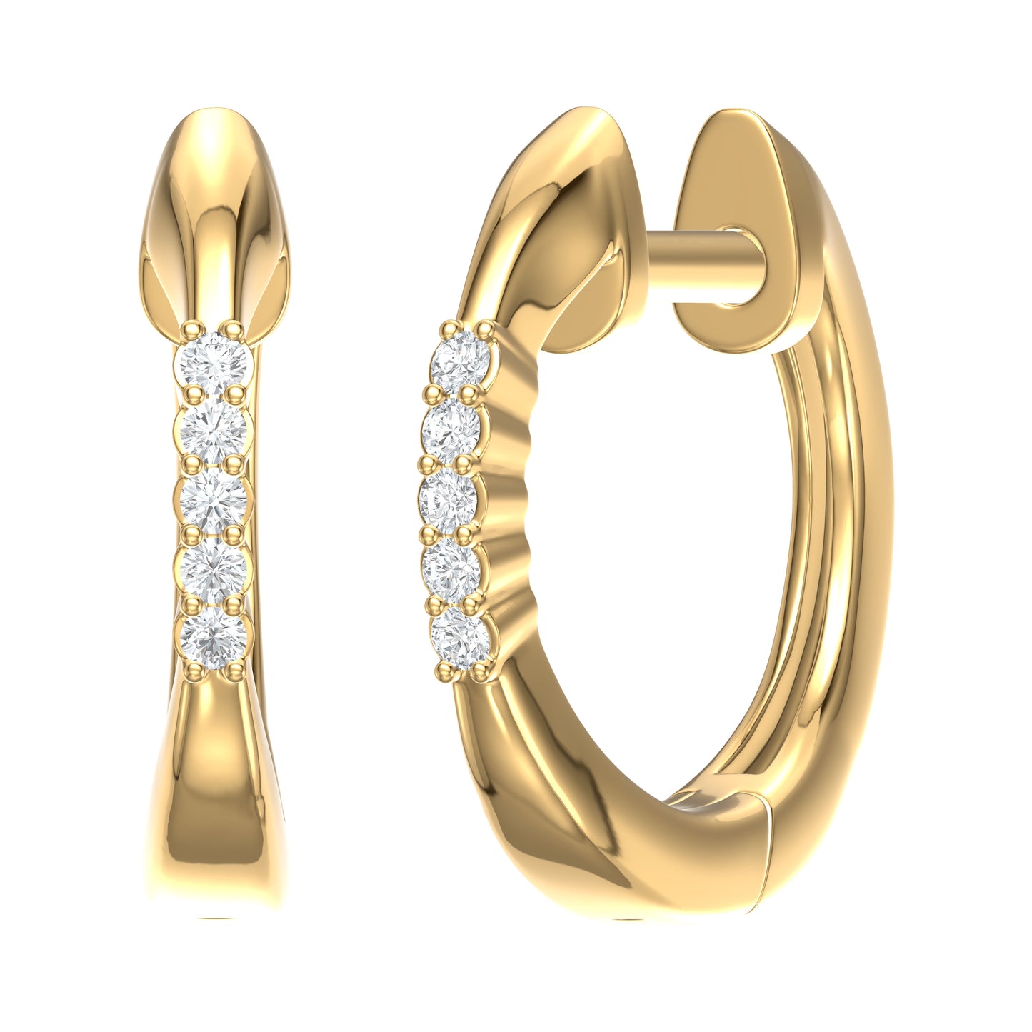 9ct Yellow Gold 0.05ct GH / I2 Diamond Hoop Earrings