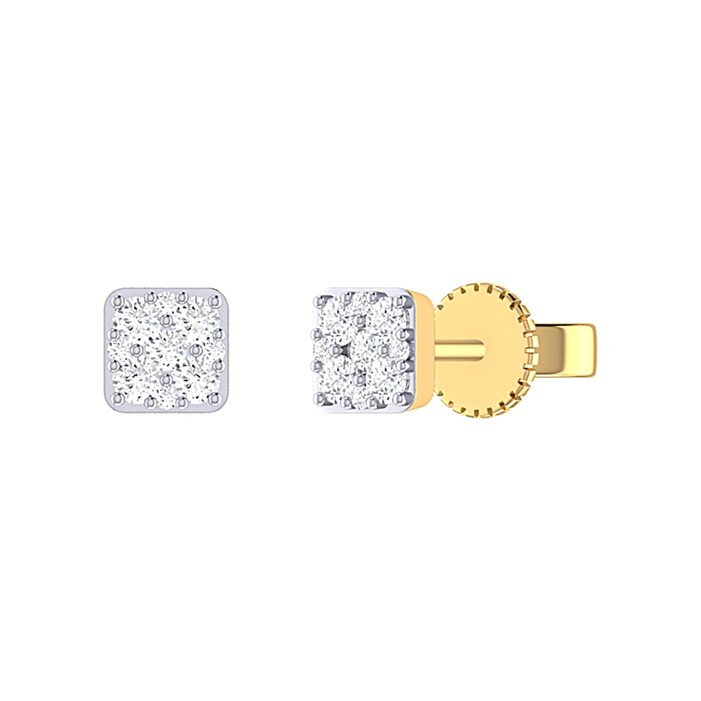9ct Yellow Gold 0.25ct GH/I3 Diamond Square Stud Earrings
