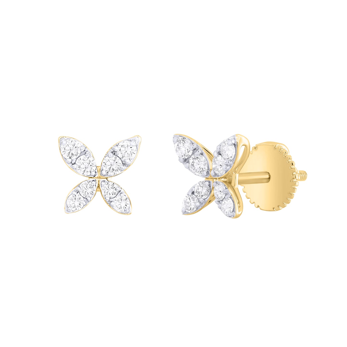 9ct Yellow Gold 0.32ct GH/I3 Diamond Butterfly Stud Earrings
