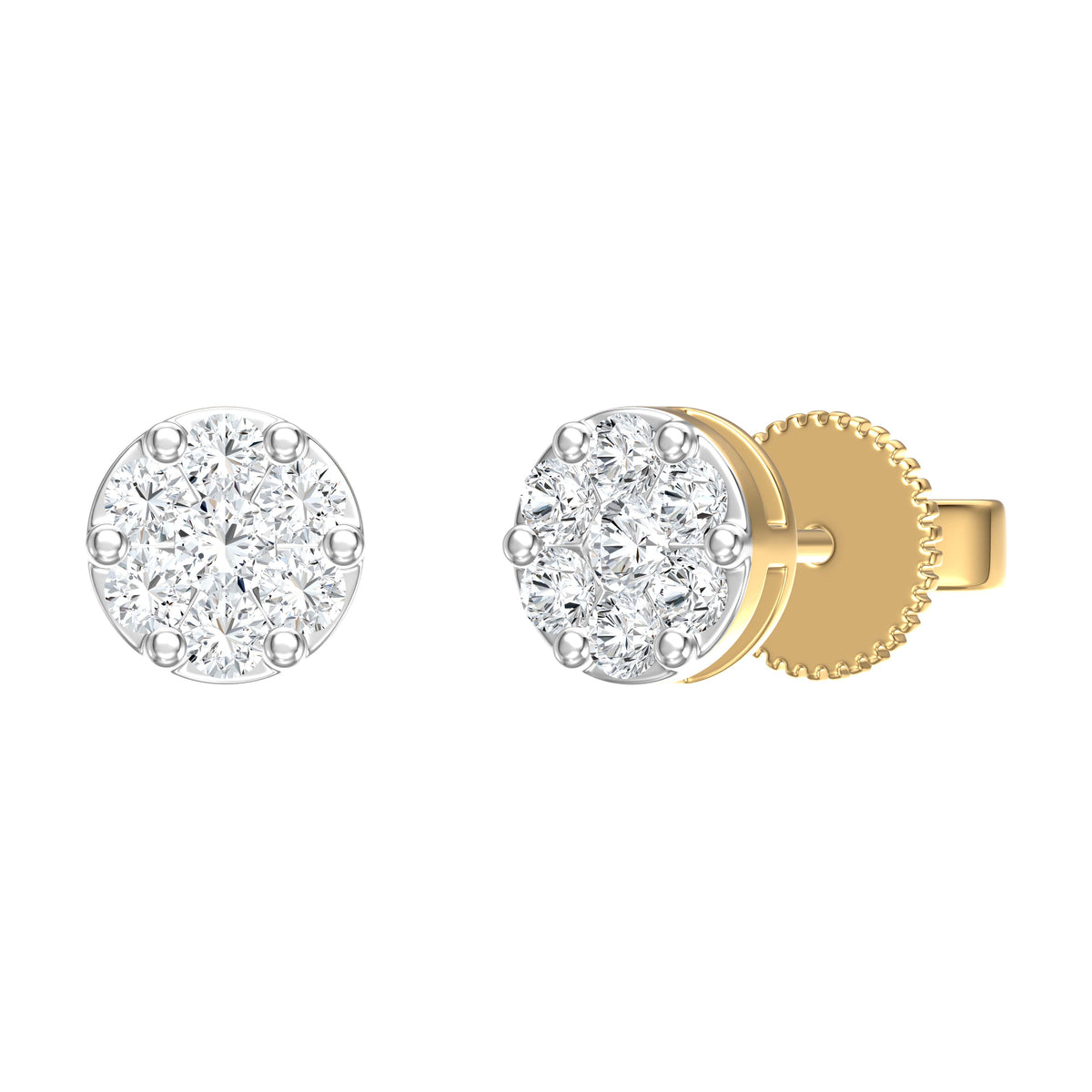 9ct Yellow Gold 0.54ct Diamond Round Stud Earrings