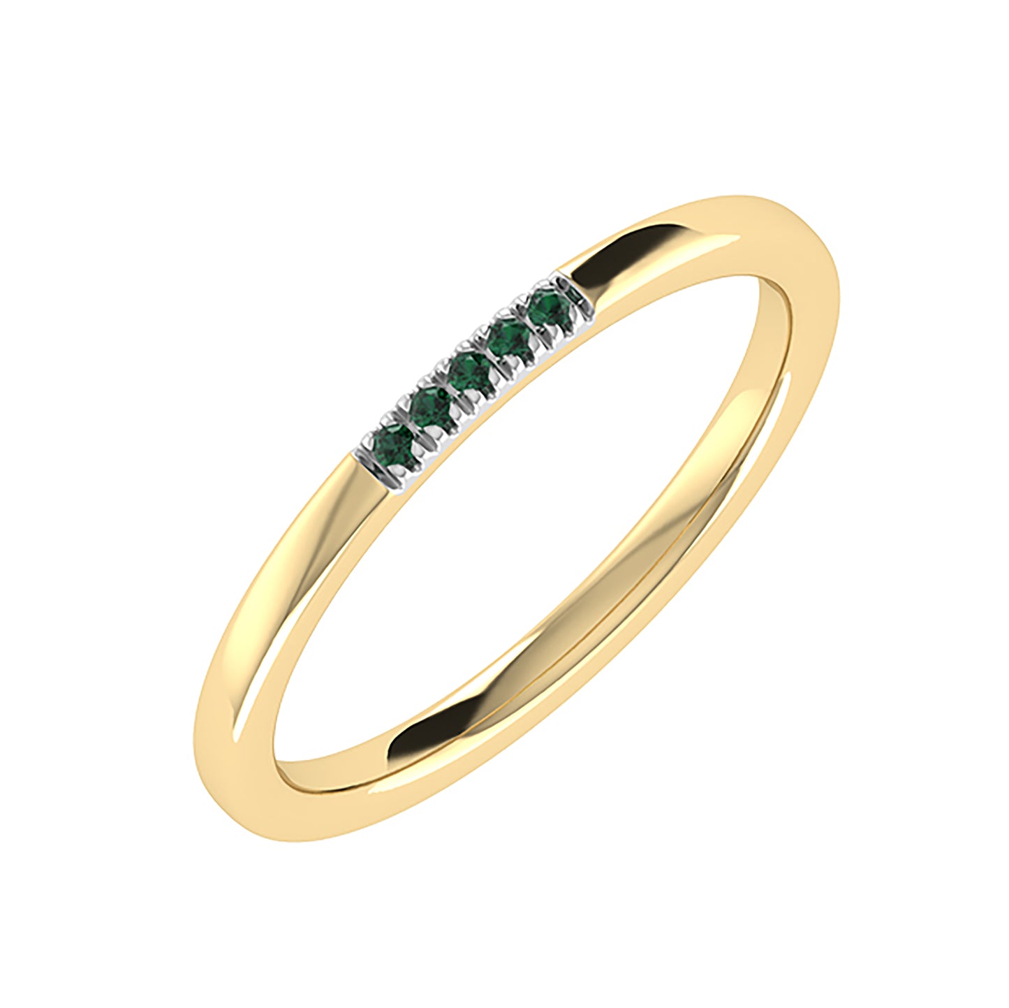 9ct Yellow Gold LAB Emerald Band Ring