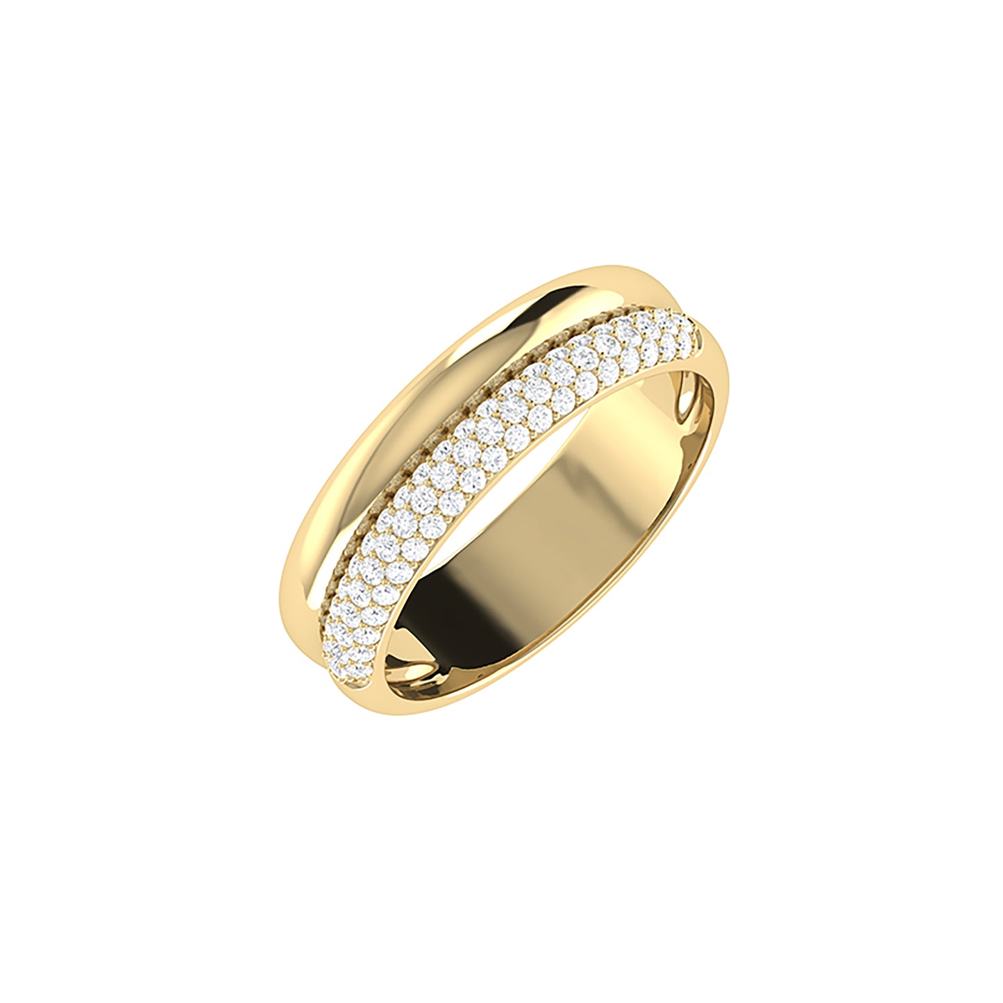 9ct Yellow Gold Half Pave Set 0.27ct GH Colour I2-I3 Diamond Band Ring