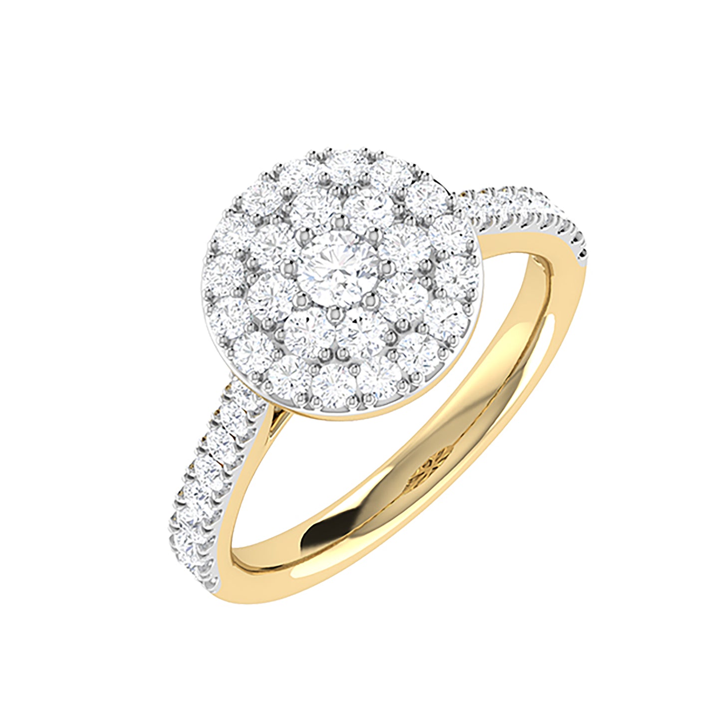 9ct Yellow Gold 1ct GH Colour I2-I3 Diamond Round Ring
