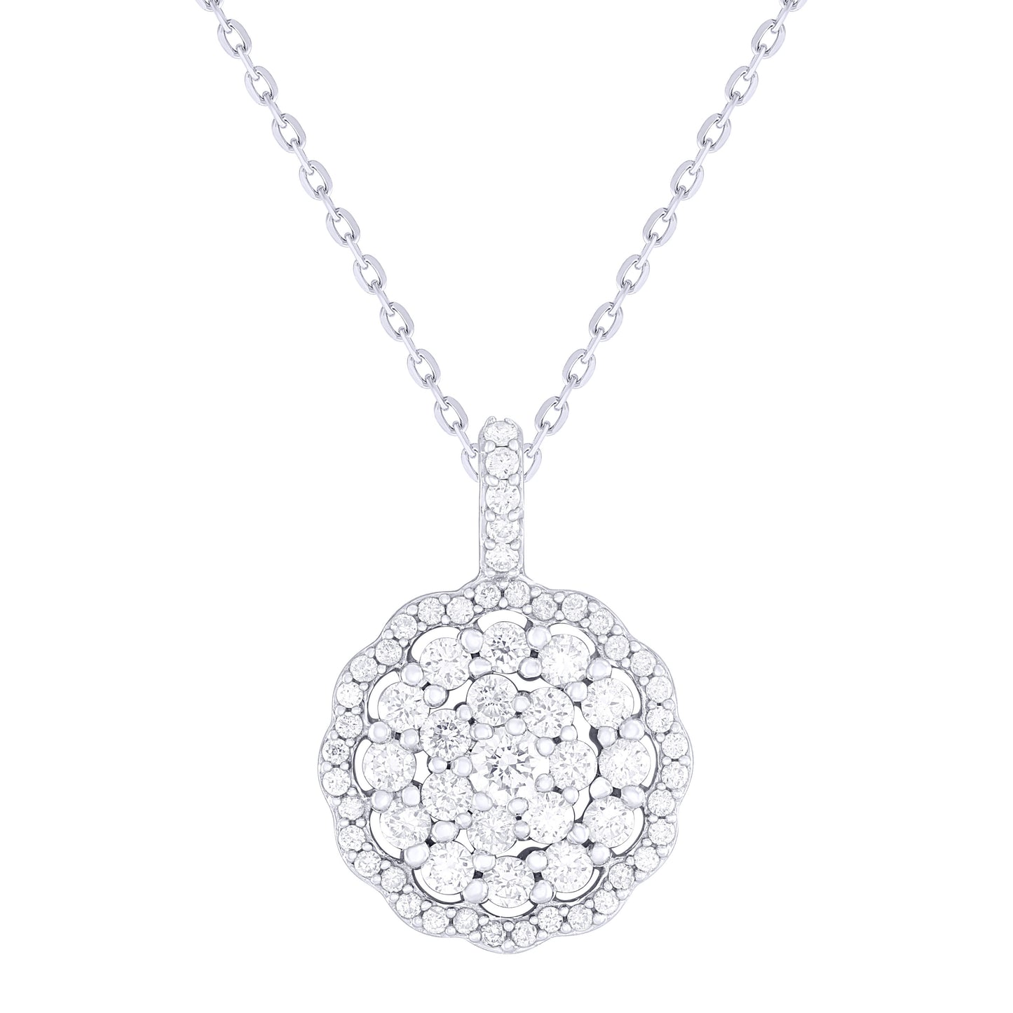 9ct White Gold 0.48ct GH/I3 Diamond Fancy Pendant on Chain 18 inch