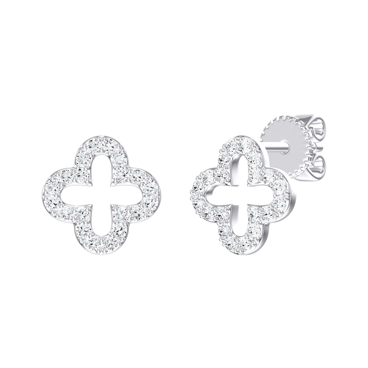 9ct White Gold 0.22ct G-H/I2 Diamond Clover Earrings