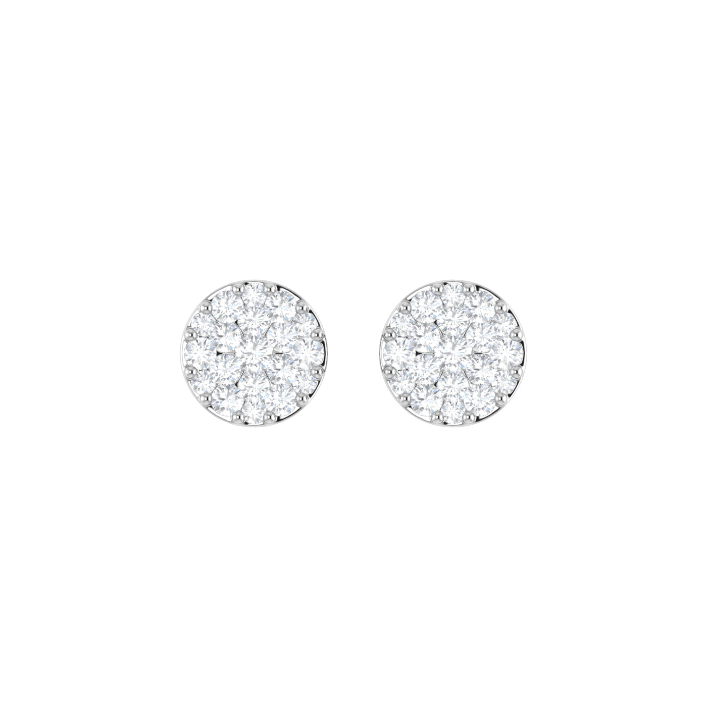 9ct White Gold 0.59ct GH Colour I2-I3 Diamond Round Cluster Stud Earrings