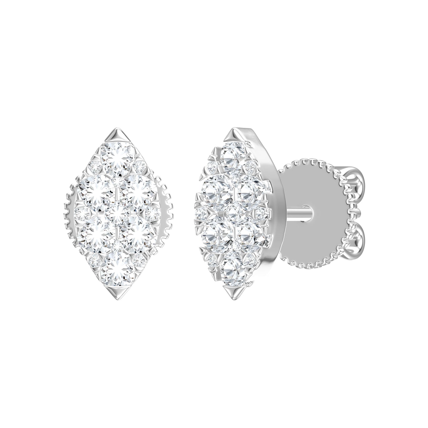 9ct White Gold 0.66ct GH/I3 Diamond Marquise Stud Earrings