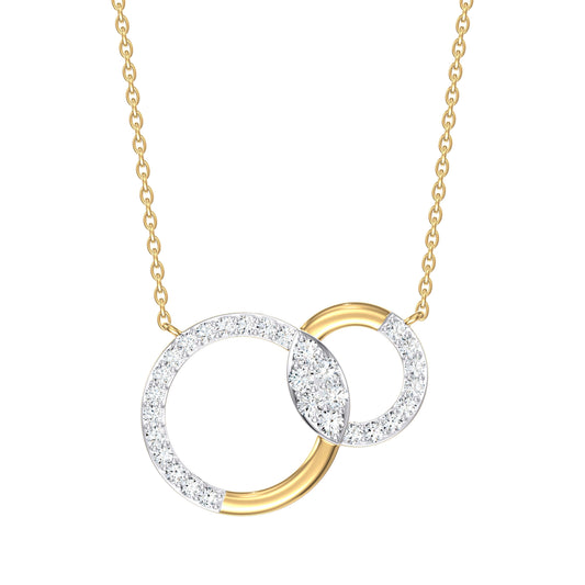 9ct Yellow Gold 0.24ct Diamond Open Circles Necklace 18inch