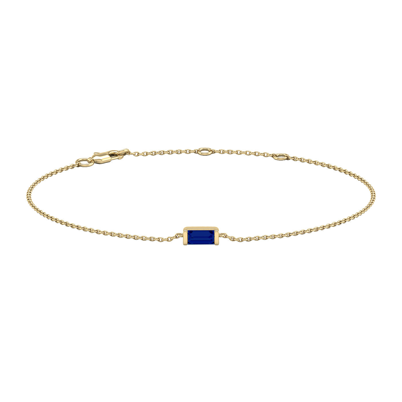 9ct Yellow Gold Lab Created Sapphire Baguette Bracelet