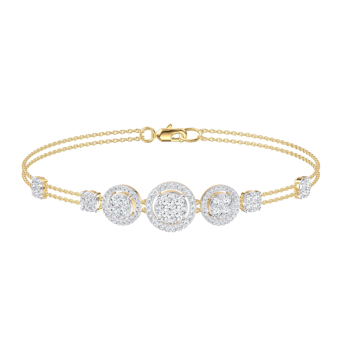 9ct Yellow Gold 1.00ct Diamond Fancy Bracelet 7.5inch