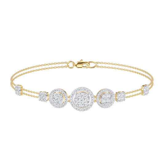 9ct Yellow Gold 1.00ct Diamond Fancy Bracelet 7.5inch