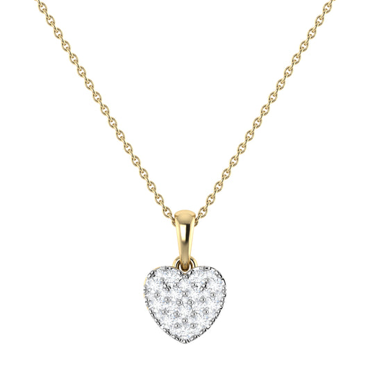 9ct Gold 0.27ct GH Colour I2-I3 Diamond Heart Pendant on Chain