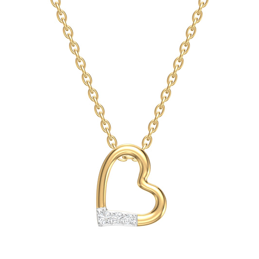9ct Yellow Gold GH / I2 0.011ct Diamond Open Heart Pendant on Chain 18inch