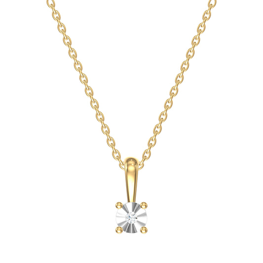 9ct Yellow Gold GH / I2 0.01ct Diamond Solitaire Pendant on Chain 18inch