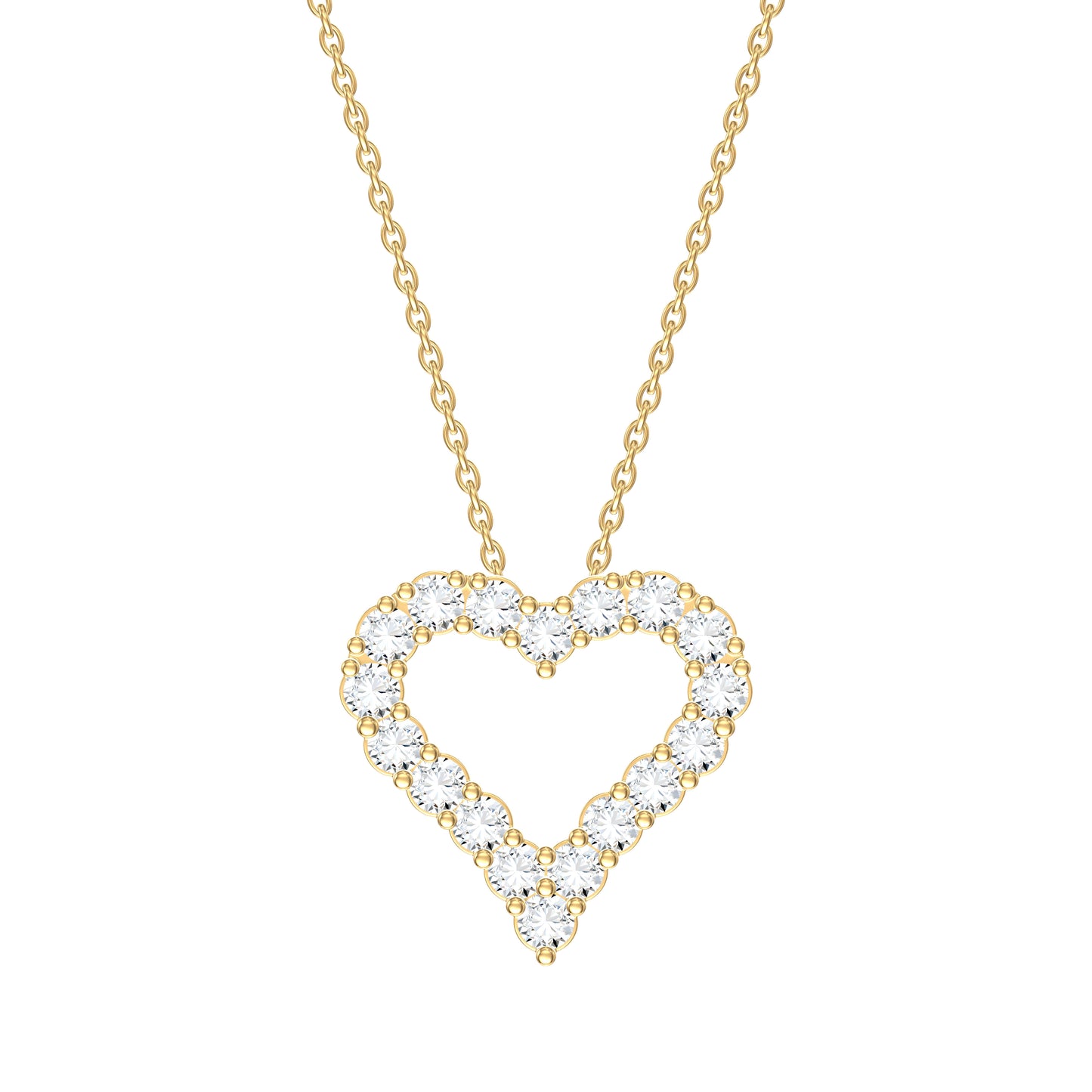 9ct Yellow Gold 0.47ct GH/I3 Diamond Heart Pendant on Chain 18 inch