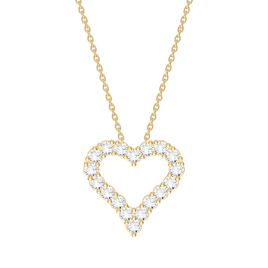 9ct Yellow Gold 0.47ct GH/I3 Diamond Heart Pendant on Chain 18 inch