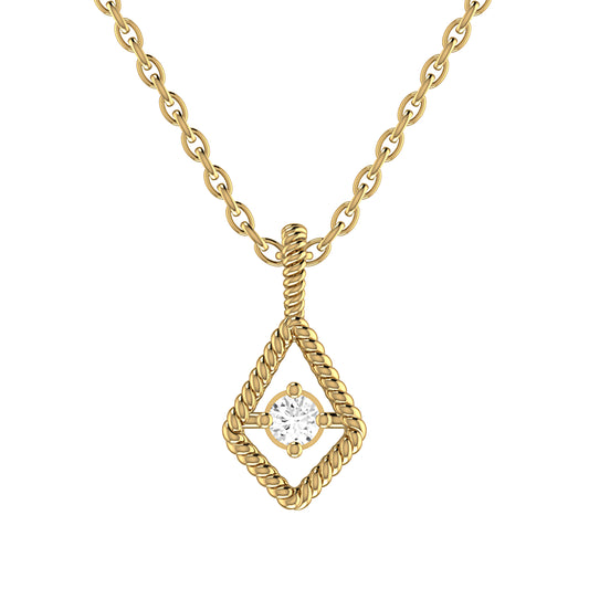 9ct Yellow Gold 0.04ct GH/I2-I3 Diamond Open Kite Pendant on Curb Chain 18inch