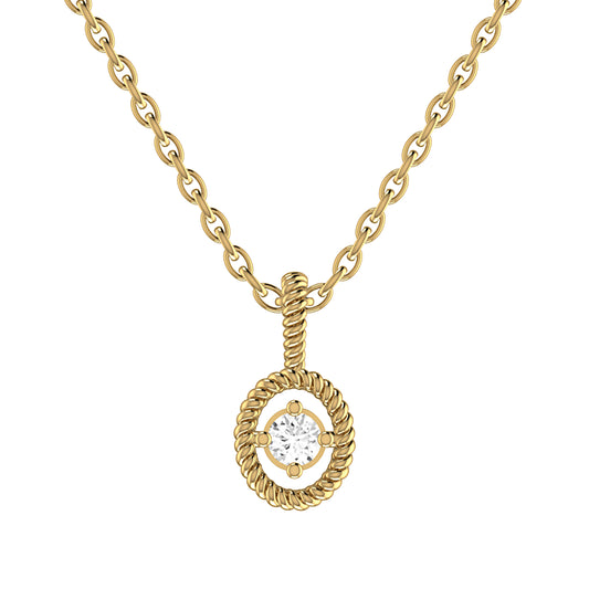 9ct Yellow Gold 0.04ct GH/I2-I3 Diamond Open Oval Pendant on Curb Chain 18inch