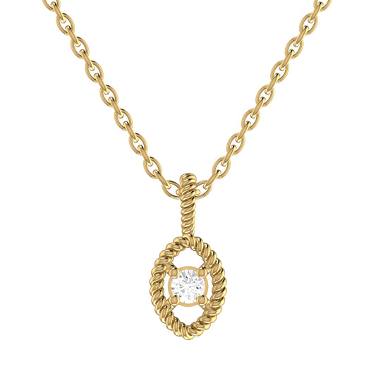 9ct Yellow Gold 0.04ct GH/I2-I3 Diamond Open Marquise Pendant on Curb Chain 18inch