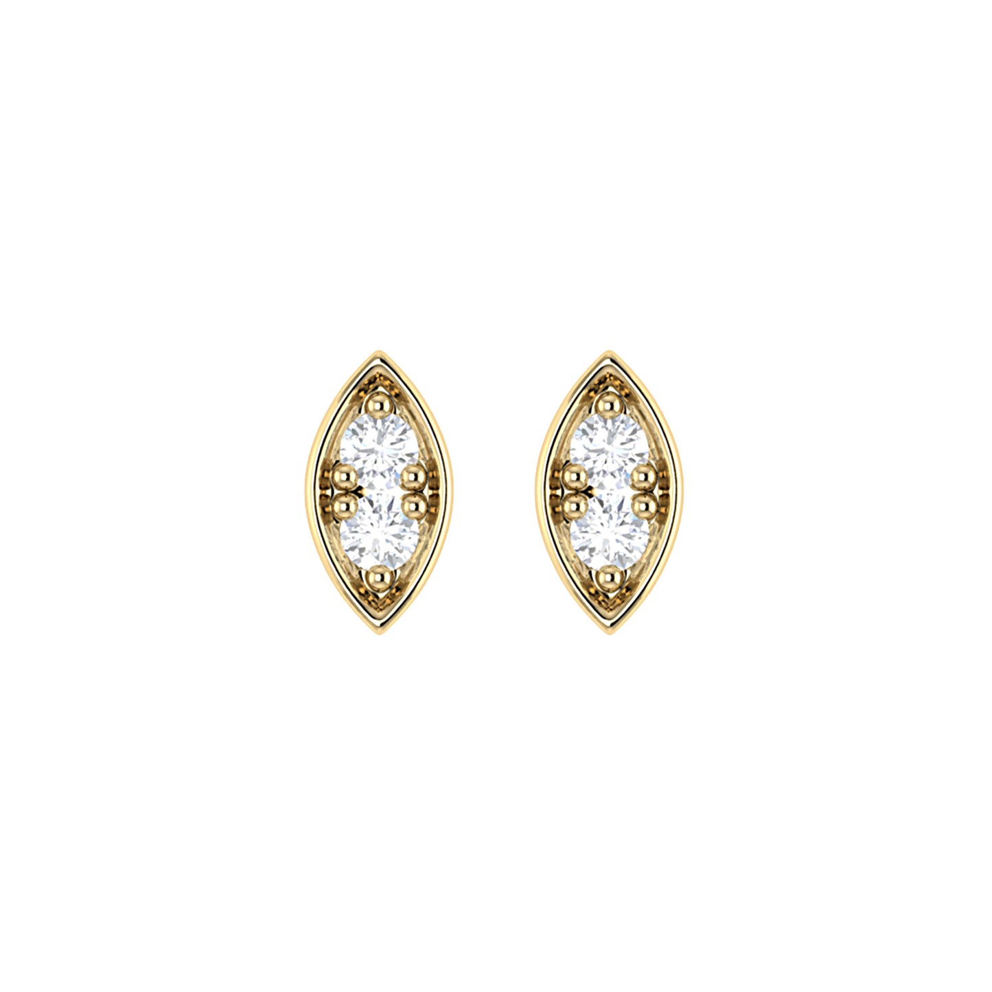 9ct Yellow Gold 0.039ct FG /I1-I2  Diamond Marquise Earrings with Silicone Pushbacks