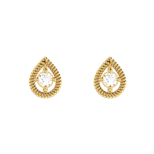 9ct Yellow Gold 0.08ct GH/I2-I3 Diamond Open Teardrop Stud Earrings with Silicone Push Backs