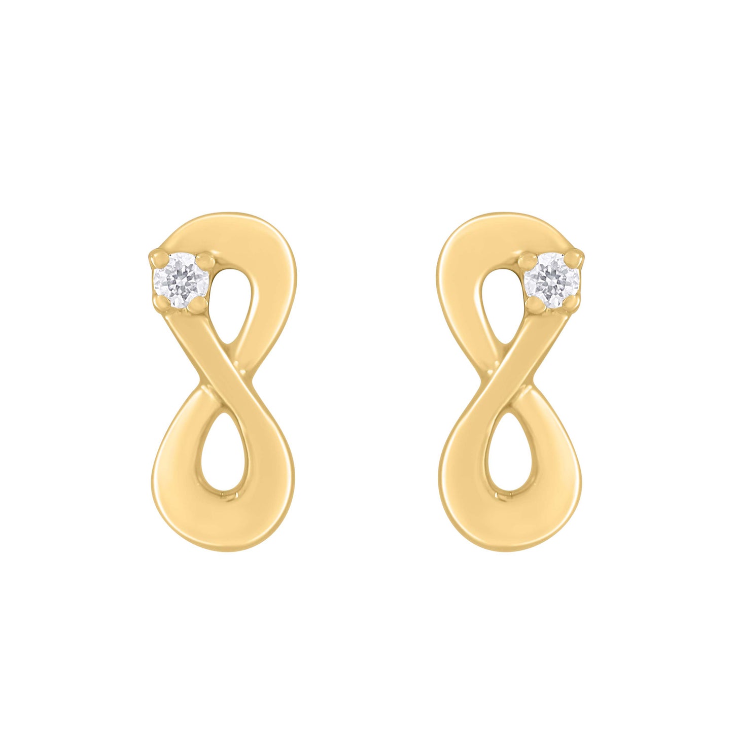 9ct Yellow Gold 0.024ct FG /I1-I2  Diamond Infinity Earrings with Silicone Pushbacks