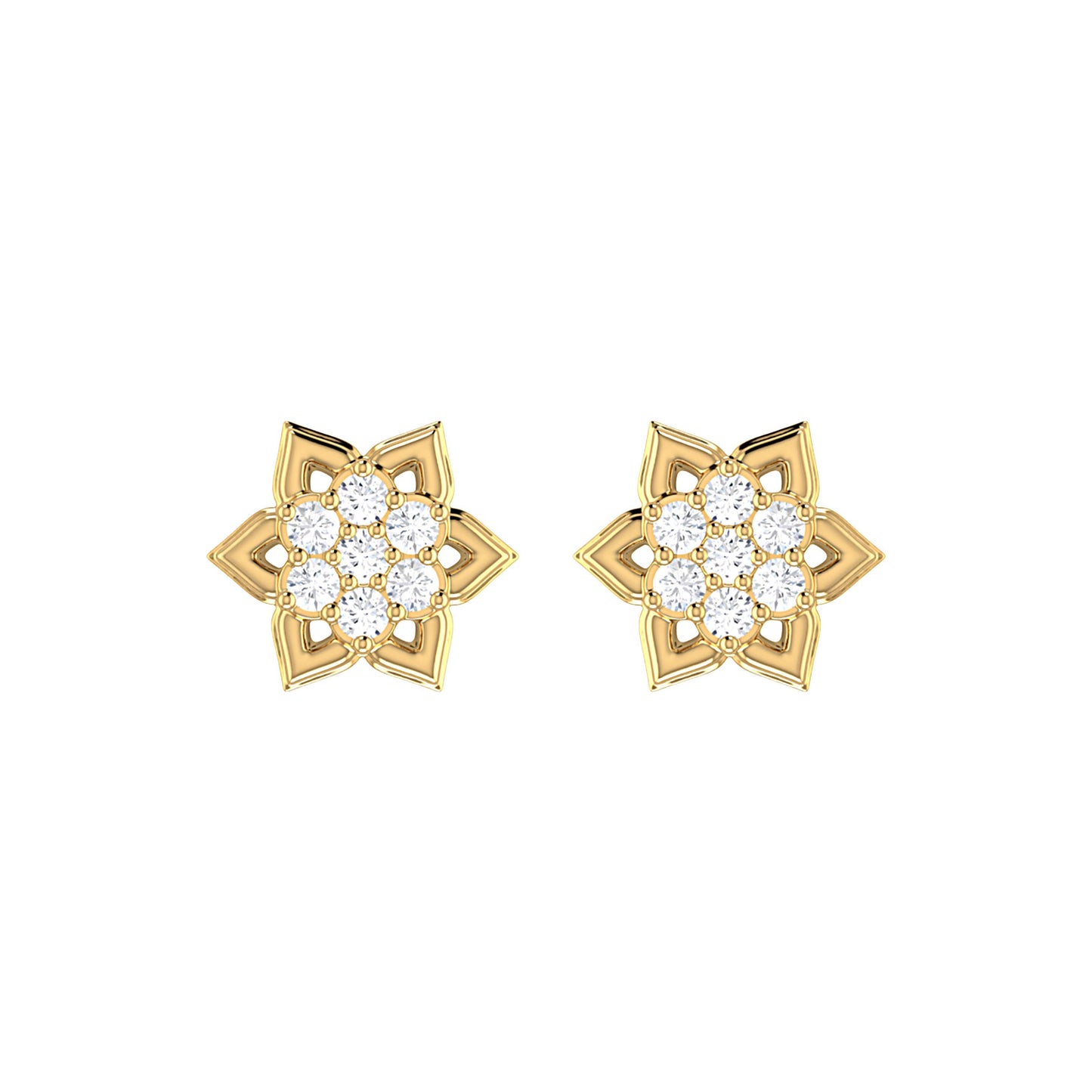 9ct Yellow Gold 0.071ct FG /I1-I2  Diamond Star Earrings with Silicone Pushbacks