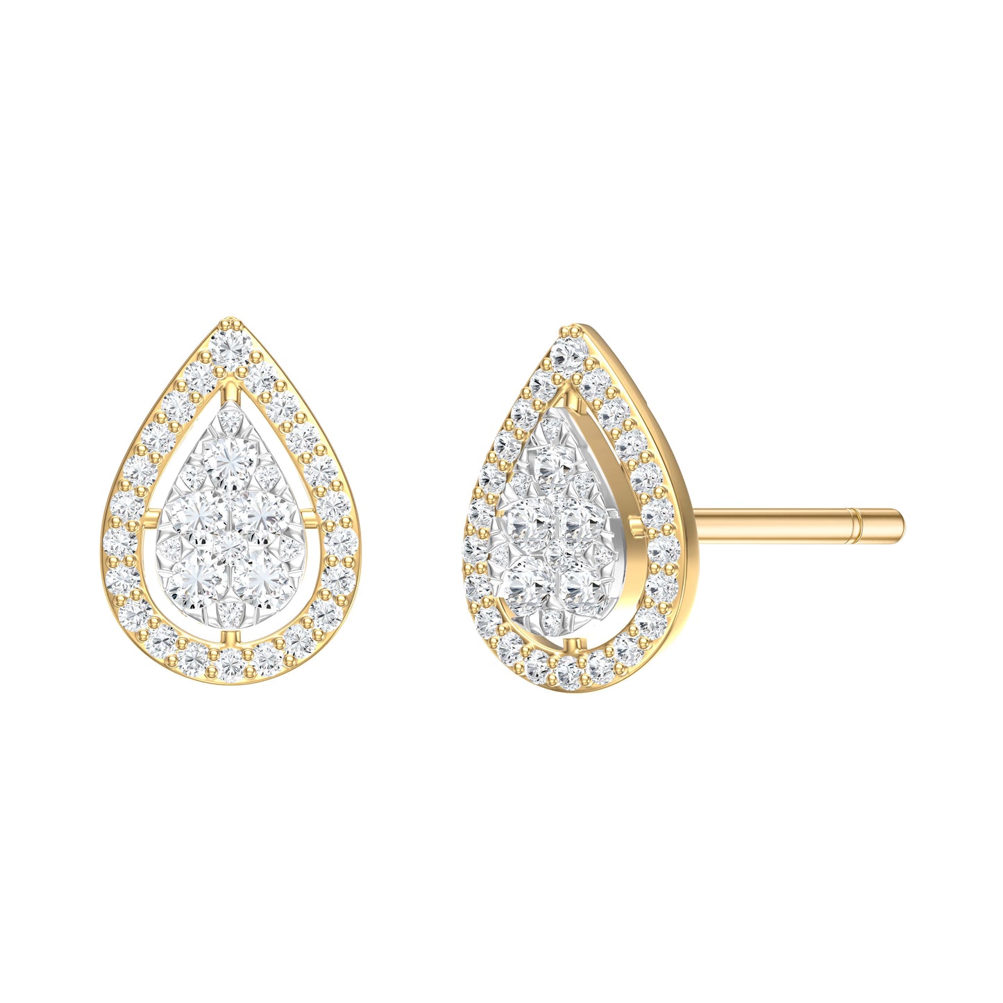 9ct Yellow Gold 0.34ct FG /I1-I2  Diamond Teardrop Earrings with Silicone Push Backs