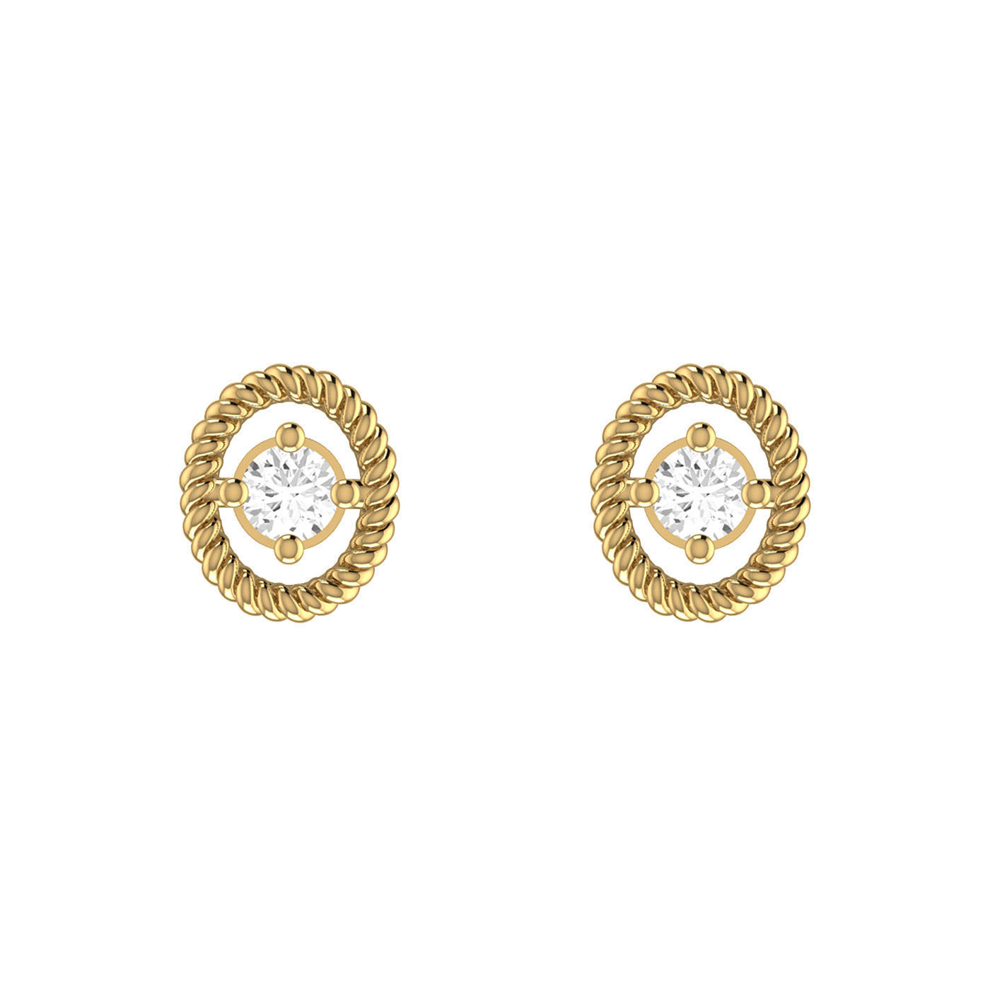 9ct Yellow Gold 0.08ct GH/I2-I3 Diamond Open Oval Stud Earrings with Silicone Push Backs