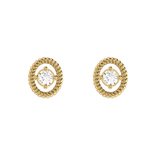 9ct Yellow Gold 0.08ct GH/I2-I3 Diamond Open Oval Stud Earrings with Silicone Push Backs