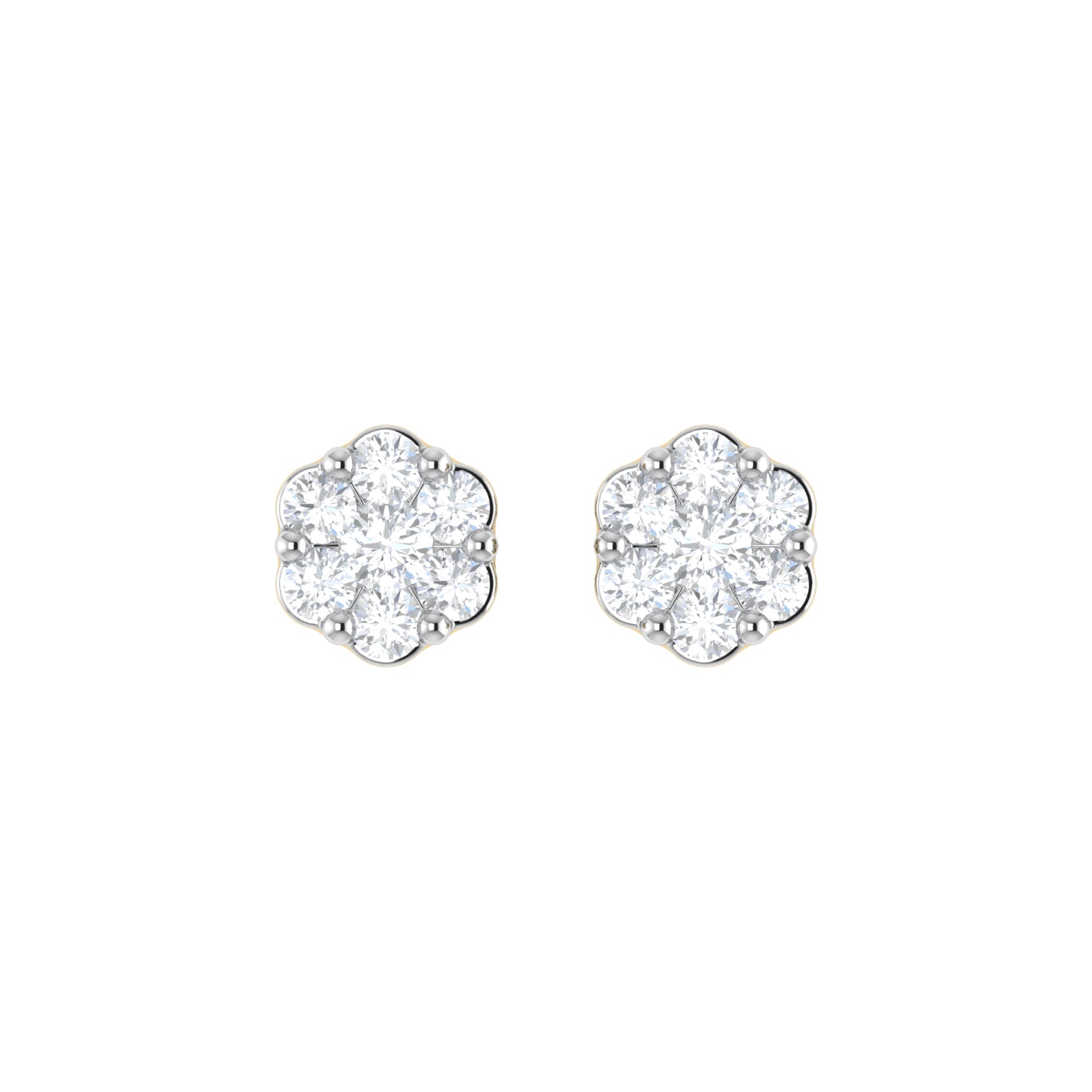 9ct Gold 0.47ct GH Colour I2-I3 Diamond Flower Cluster Stud Earrings