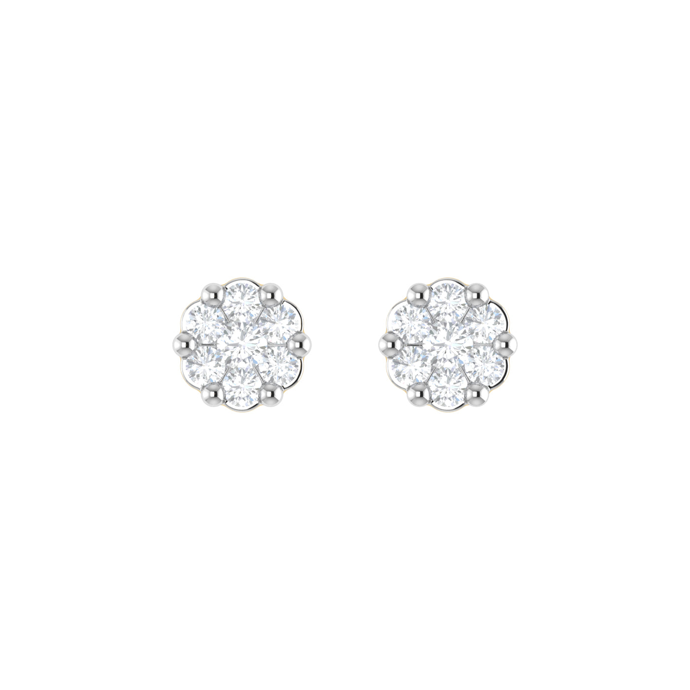 9ct Gold 0.25ct GH colour I2-I3 Diamond Round Cluster Stud Earrings