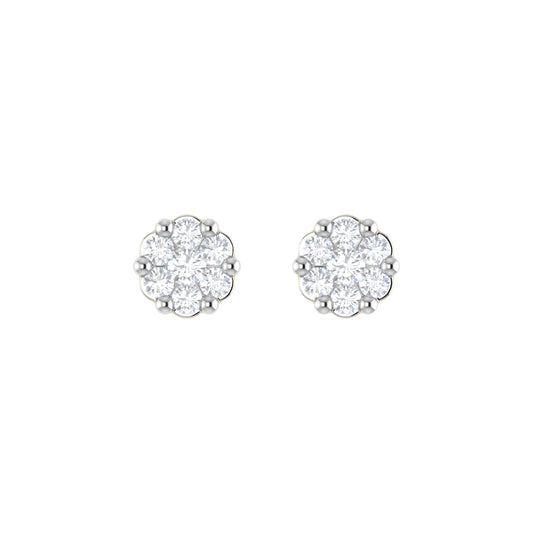 9ct Gold 0.25ct GH colour I2-I3 Diamond Round Cluster Stud Earrings