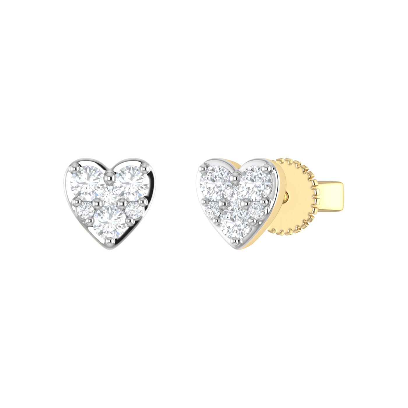 9ct Gold 0.35ct GH Colour I2-I3 Diamond Heart Cluster Stud Earrings