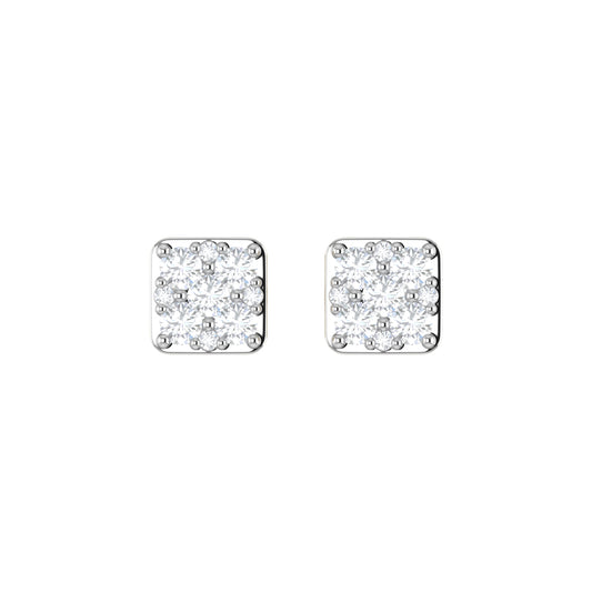 9ct Yellow Gold 0.35ct GH Colour I2-I3 Diamond Square Cluster Stud Earrings