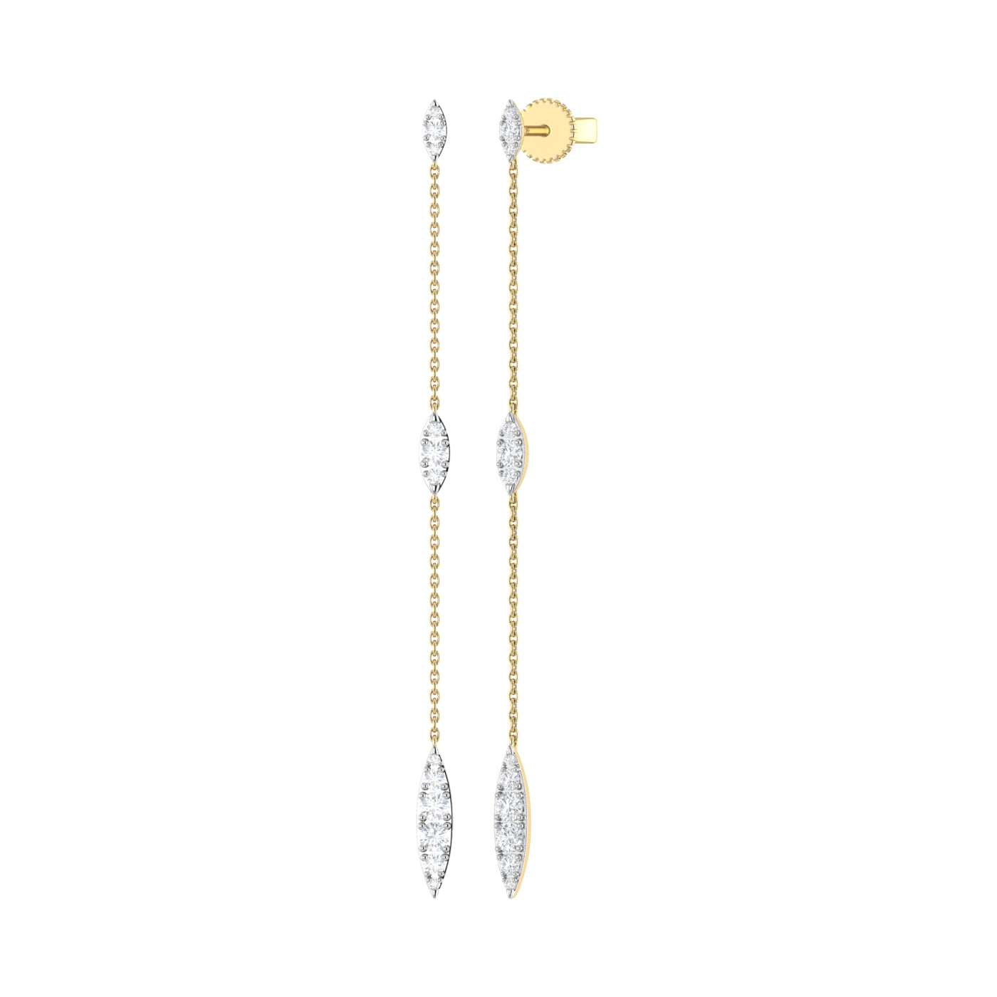 9ct Yellow Gold 0.32ct GH Colour I2-I3 Diamond Marquise Drop Earrings