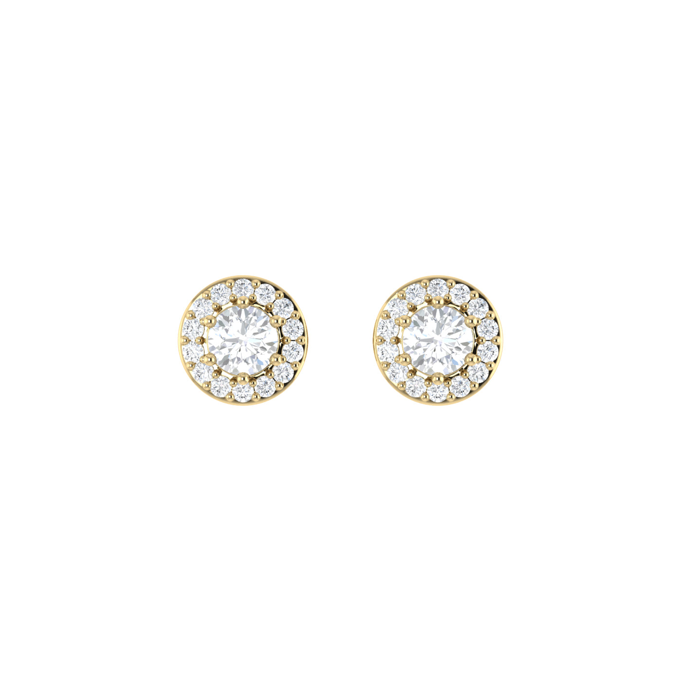 9ct Yellow Gold 0.21ct GH Colour I2-I3 Diamond Halo Stud Earrings