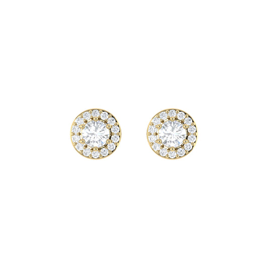 9ct Yellow Gold 0.21ct GH Colour I2-I3 Diamond Halo Stud Earrings